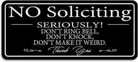 2022-0308-nss Maoerzai No Soliciting Sign For Home/office 9 X 4 Inch Black-no