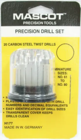 Mascot 079376001775 177 #61-80 Precision Carbon Drill Bits With Plastic Case
