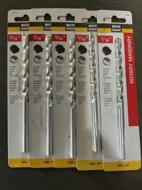 120-758 Master Mechanic Masonry Drill Bit Extra Length 5/16 X 6- Inch 5pcs