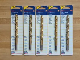 294-769 Master Mechanic 5 7/16 Inch Titanium Drill Bits Wood Metal Plastic New Usa