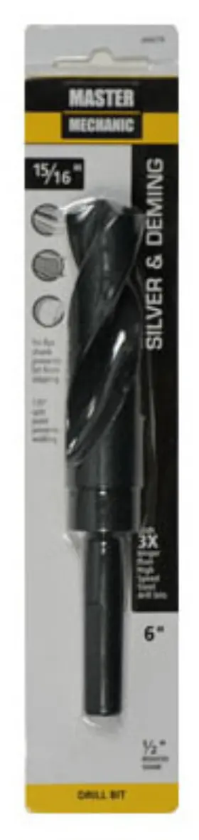 694276 Master Mechanic 2 Pack - 15/16 X 6 Inch Silver And Demming Black Oxide Drill Bit