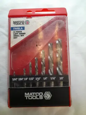 Dm8la Matco Tools 8pc Left Handed Drill Bit Set