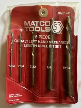 Dmclm5 Matco Mnclm5 5 Pc. Cobalt Left Hand Mechanics Drill Bit Set