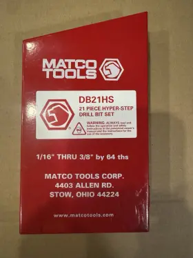 Db21hs Matco Tools 21pc Hyper Step Drill Bit Set 1/16-3/8