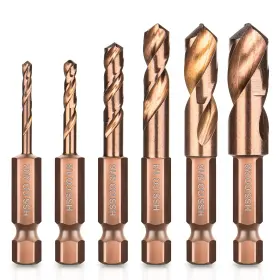 Mt9009 Matework M35 Cobalt Stubby Drill Bits 6pcs Short For Metal With 1/4 Inch Hex S