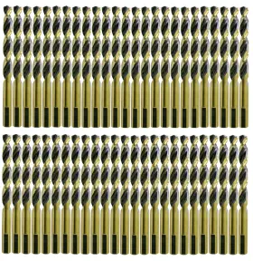 Hgb0104-50p Max-craft Hss Drill Bit Set 1/4 Inch Jobber Parabolic Gold/black 3-flat Shank Twist Drill-50pc