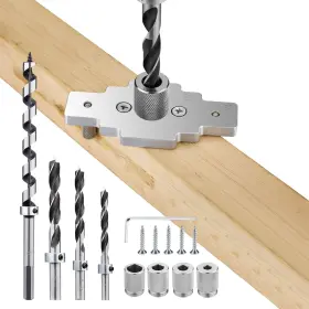 Mgdowel001 Maxxgeek Floating Shelf Bracket Dowel Jig Kit With 1/2 Inch X 9 Drill Bit Silvery