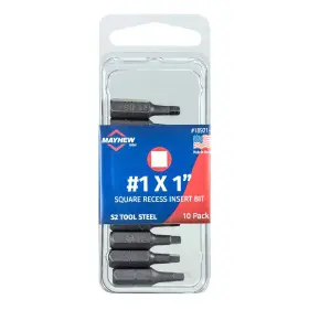 18921-10 Mayhew Tools 045256012216 Usa Square Recess Insert Bit #1 X 1 Inch 10-pack