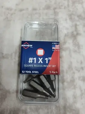 18921-5 Mayhew Tools 045256012230 Square Recess Insert Bit #1 X 1 Inch 5-pack