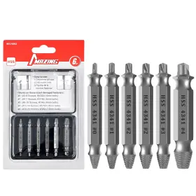 Ses-6 Mazing Damaged Screw Extractor Set 6pcs Stripped Grab Kit Easy Removal Of Ru