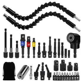 Mesuadesi 635401198072 36pcs Flexible Drill Bit Extension Set Including 105 Right Angle Atta