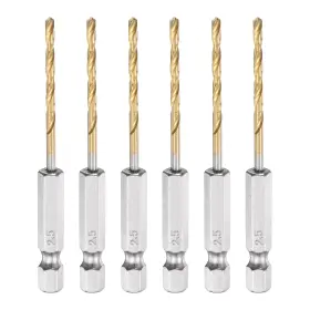Metallixity 693974218191 6 Pcs 2.5mm Dia Twist Drill Bit 75mm 1/4 Inch Hex Shank Hss Bits For Repairing