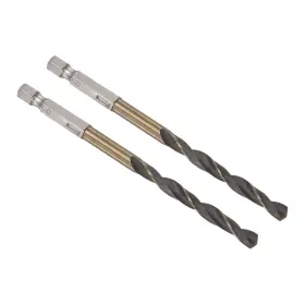 Metallixity 786527334001 2pcs Titanium Coated Drill Bit With 1/4 Inch Hex Shank 6mm X 114mm High Speed