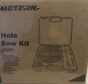 Mkhs01 Meterk Hole Saw Kit 13 Blades 2 Mandrels 1 Hex Key Case. New Sealed