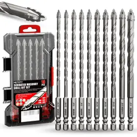 Dcbwz-6-10pc Metoty Upgraded Masonry Drill Bit Set 6ftft 152mm Serrated Concrete - 1