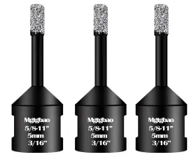Mg258 Mgtgbao 3pcs 3/16 Inch 5mm Dry Diamond Core Drill Bits Vacuum Brazed Diamo