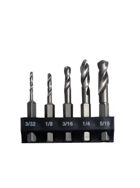 Milescraft 737888232000 2320 5pc Stubby Bit Set- 5pc. Hss Drill Bits With 1/4-inch Quick Chang