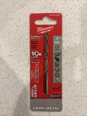 00800016694g1 Milwaukee 48-89-2309 3/16-inch Cobalt Red Helix Drill Bit With Quad Edge Tip