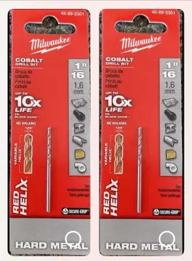 00858087601a0 Milwaukee Lot Of 2 1/16- Inch Thunderbolt Cobalt Twist Drill Bits Mod 48-89-2301