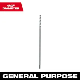 Milwaukee 045242167548 1/4 Inch X 12 Thunderbolt Aircraft Length Black Oxide Drill Bit