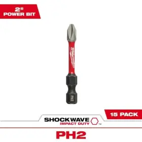 Milwaukee 045242249336 #2 Philips Shockwave 2 Inch Impact Duty Steel Driver Bits 15-pack