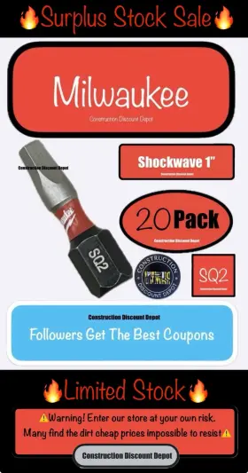 Milwaukee 045242503797 Surplus Stock Sale 20 Pack Shockwave Impact Duty Bit Set Sq2