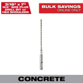 Milwaukee 045242517800 3/16 Inch X 7 2-cutter Sds-plus Carbide Drill Bit With 1/4 Hex