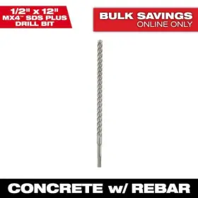 Milwaukee 045242518258 1/2 Inch X 12 4-cutter Sds-plus Carbide Drill Bit