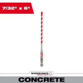 Milwaukee 045242546220 7/32 Inch X 4 6 Shockwave Carbide Hammer Drill Bit