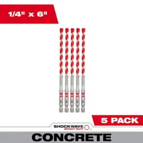 Milwaukee 045242546626 1/4 Inch Shockwave Carbide Hammer Drill Bits 5-pack
