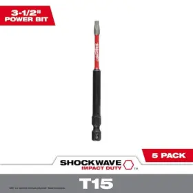 Milwaukee 045242547982 Shockwave Impact Duty 3-1/2 Inch T15 Torx Alloy Steel Screw Driver Bit