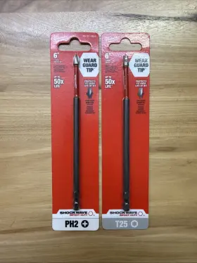 Milwaukee 045242606092 2 Pk Bundle-milwaukee Shockwave 6 Inch Impact Phillips Head Ph2 Bit And T25 Torque