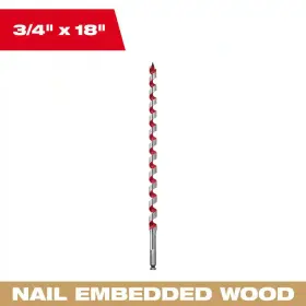 Milwaukee 313038484446 3/4 Inch X 18 High Speed Steel Ship Auger Drill Bit