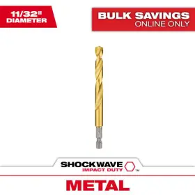 Milwaukee 313042361306 Shockwave 11/32 Inch Titanium Twist Drill Bit