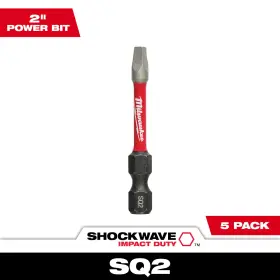 3608783 Milwaukee Shockwave Impact Duty Driver Bit 5-pack 2 Inch Square Sq2 Model#