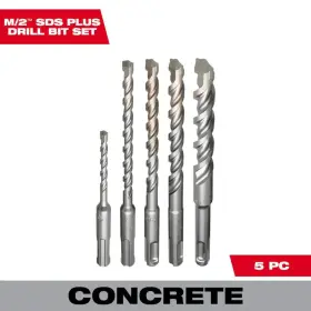 Milwaukee 445001964952 5-pcs Sds-plus Carbide Hammer Drill Bit Set Enhanced Durability Fast Penetration