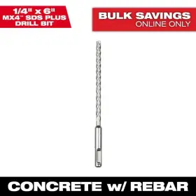 Milwaukee 445010247206 1/4 Inch X 6 4-cutter Sds-plus Carbide Drill Bit