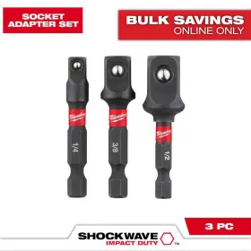 Milwaukee 445028342382 Shockwave Impact Duty 1/4 Inch Hex Shank Socket Adapter Set 3-piece