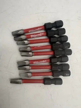 Milwaukee 445037225263 Impact Duty 2 Inch Square #2 Alloy Steel Screw Driver Bit Set Of 9