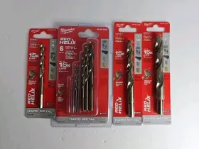 4524200573 Milwaukee 8 Pc Red Helix 15x Life Cobalt Drill Bits 1/16 Inch Thru 1/2 Hard Metals