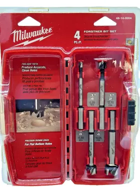 48-14-0004 Milwaukee Forstner Bit Set 4pc And Case Fine Kerf Teeth New