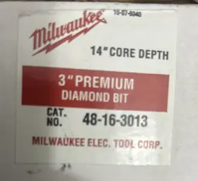 48-16-3013 Milwaukee New 3 Inch Premium Diamond Bit 14 Core Depth