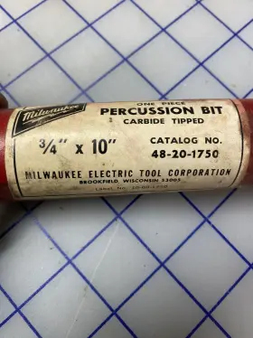 48-20-1750 Milwaukee 3/4 Inch X10 One Piece Percussion Bit Carbide Tipped Cat.no