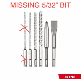 48-20-7662 Milwaukee 4-cutter Sds-plus Carbide Drill Bits Flat And Bull Point Chisel 6-pc