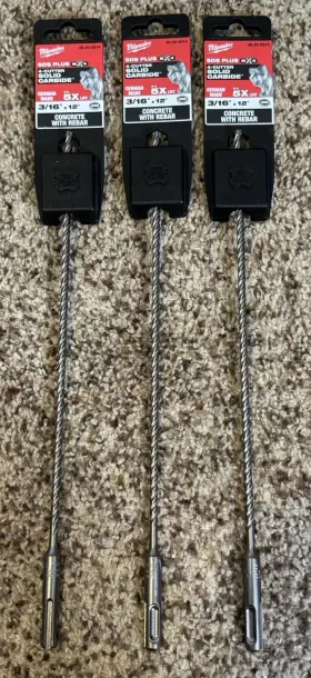 48-20-8314 Milwaukee 3 New Drill Bit - 3/16x12 Inch