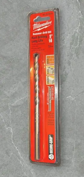 48-20-8816 Milwaukee 5/16 Inch X 4 6 3 Flat Secure Grip Hammer Drill Bit New