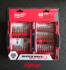 48-32-4020 Milwaukee Impact Driver Bit Set Shockwave Duty 40 Piece