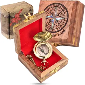 48-32-4084 Milwaukee Brass Compass In Wooden Box-2025 Graduation Gifts For Him College High School Bi