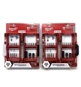 48-32-4087 Milwaukee 17 Pc Impact Driver Bit Set Shockwave Series - Lot Of 2