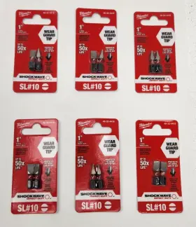 48-32-4418 Milwaukee Shockwave 1 Inch Impact Duty Slotted 1/4 Bits 2-packx6